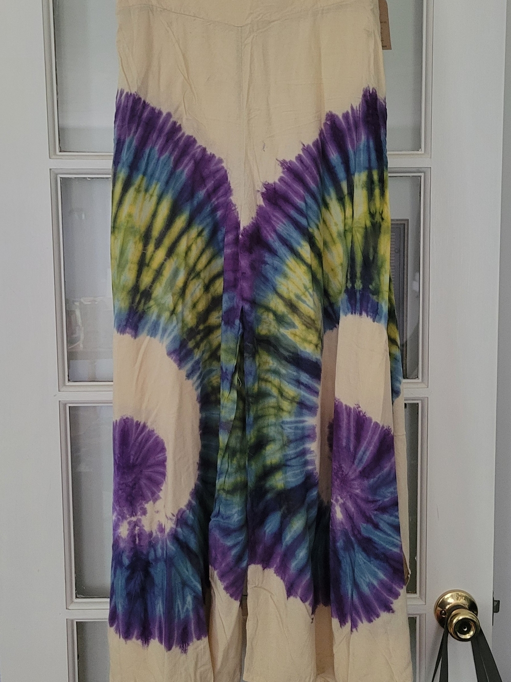 Tie-Dye Palazzo Pants in Purple, Blue & Yellow